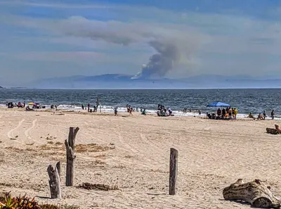 River Fire plume from Aptos, near Rio Del Mar