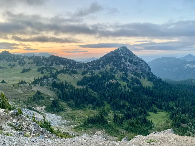 Sunset from Sourdough Ridge Trail, Mount Rainier National Park, Ashford, WA - 53798925744, about 0.6 km from White River Campground
