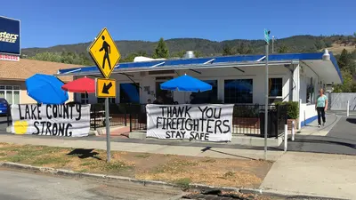 Lake County support for firefighters (Valley Fire), near Lucerne