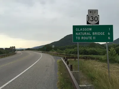 17 17 07 View west along Virginia State Route 130 (Wert Faulkner Highway) at U.S. Route 501 (Glasgow…