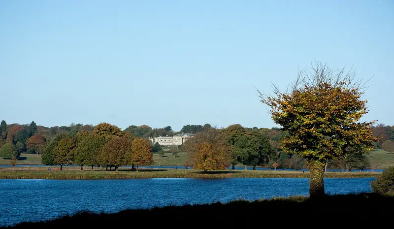 Looking across Tatton Mere and Melchette Mere towards Tatton Hall