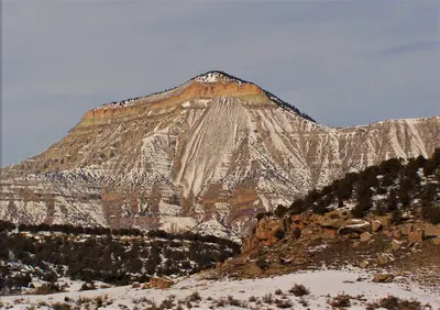 Mount Logan from California Zephyr, near Battlement Mesa