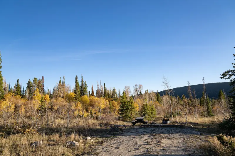Snowy Range Camping in Autumn - Fall Colors at Ryan Park Campground - Wyoming