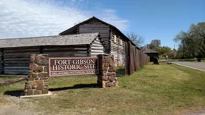 The front entrance of Fort Gibson Historic Site in Fort Gibson, Oklahoma…