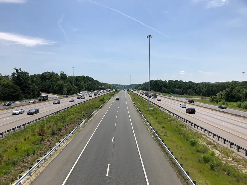14 00 51 View south along Interstate 95 from the overpass for Virginia State Route 784 (Dale Boulevard) on…
