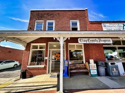 The Clay County Progress newspaper office in downtown Hayesville, N.C. on