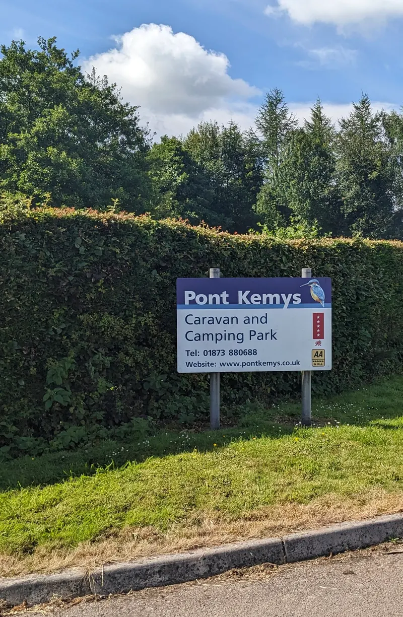 Pont Kemys Caravan and Camping Park nameboard