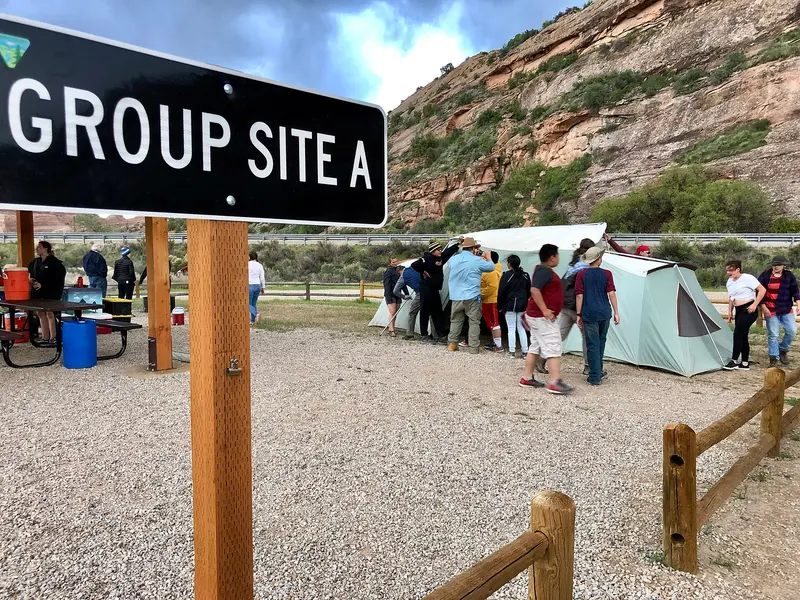 The group camped at Dewey Bridge campground near Moab, UT Photo by BLM-UT