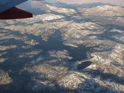 Lake Arrowhead from Flight Between Las Vegas, Nevada and Orange County, California