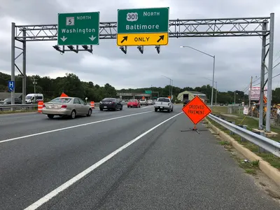 11 12 34 View north along U.S. Route 301 and Maryland State Route 5 (Robert Crain Highway) at the exit for…