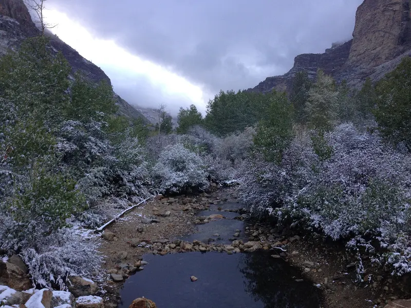 Photo: Famartin / CC BY-SA 3.0, via Wikimedia Commons 17 28 26 Thomas Canyon Campground in an early snowfall