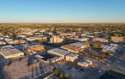 Portales, New Mexico skyline aerial view