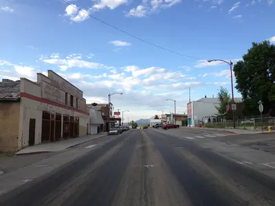 18 39 10 View north along U.S. Route 93 about 65.4 miles north of the Lincoln County line in McGill, Nevada