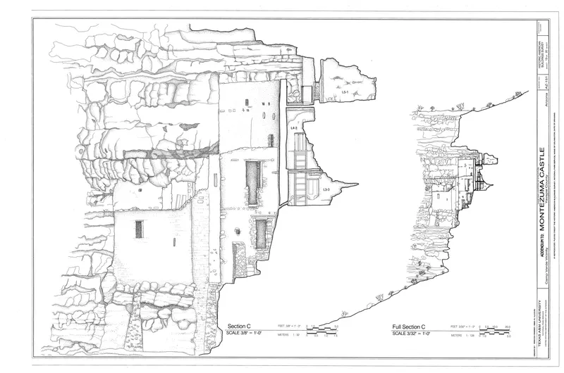 Section - Montezuma Castle, Off I-17, Camp Verde, Yavapai County, AZ HABS ARIZ,13-CAMV.V,1- (sheet 13 of 20)