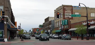 Washington Avenue at Front Street looking south, Detroit Lakes, Minnesota