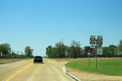 US61 South - MS12 East West Signs, near Hollandale