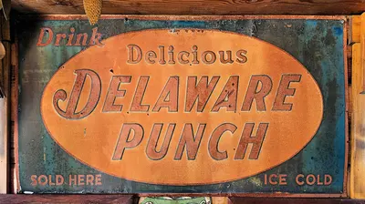 Delaware Punch antique sign, near Big Bear City