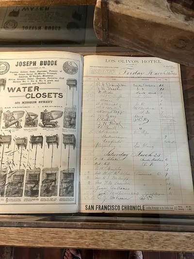 1886 Guest Book from Mattei's Tavern, Los Olivos, California