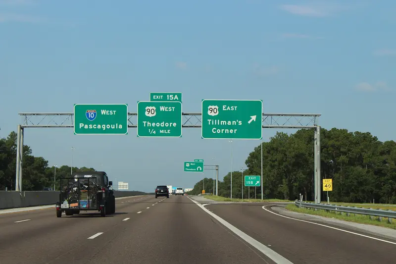 Alabama I10wb Exit 15a .25 mile, near Tillmans Corner